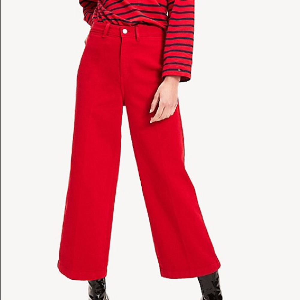 tommy hilfiger wide leg high waist jean